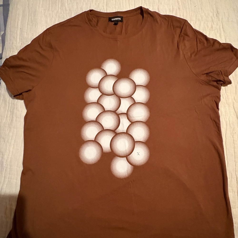 Express Men’s Brown T-shirt with White Graphic Design